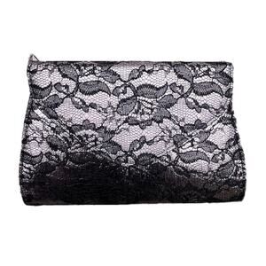 Neiman Marcus Black Lace Metallic Sheen Evening Bag Clutch NWOT ~ 7” x 10”